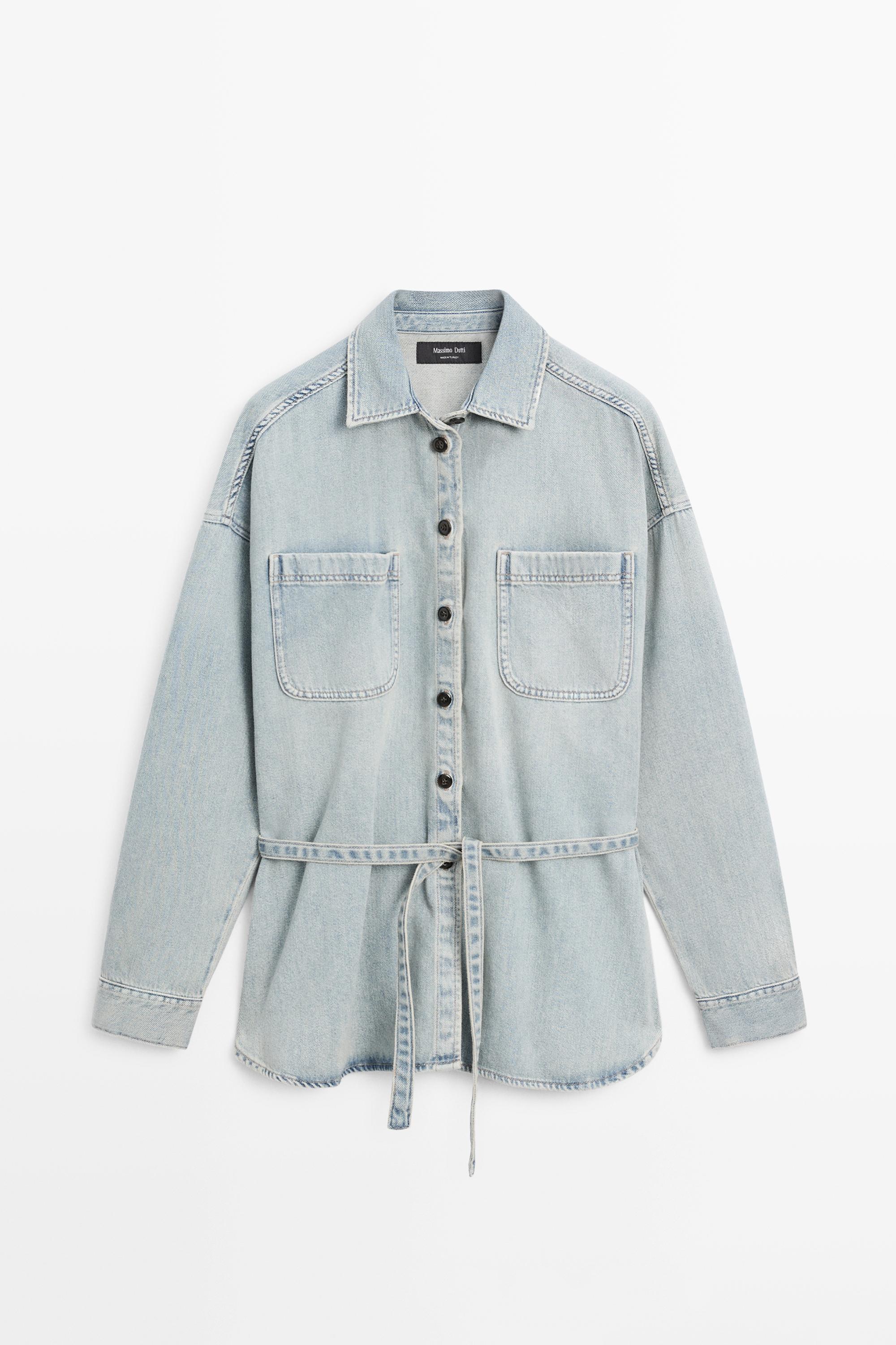 Oversize denim shirt with pocket details